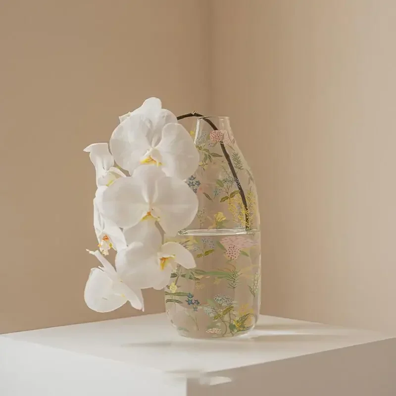Light luxury high-end sense high-value broken vase transparent living room decorative ornament