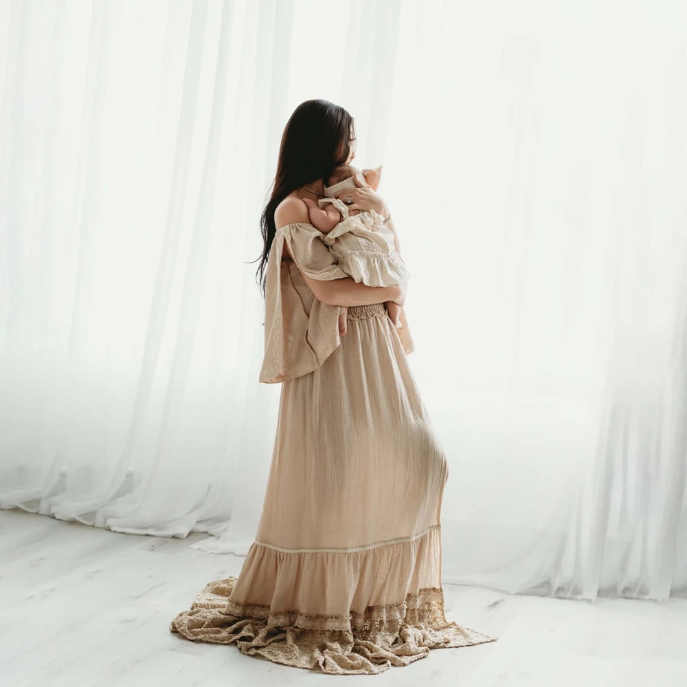 Elegant Maternity Dress for Photography Lace Gown Pregnant Women Photoshoot Costume Pregnancy Studio Props