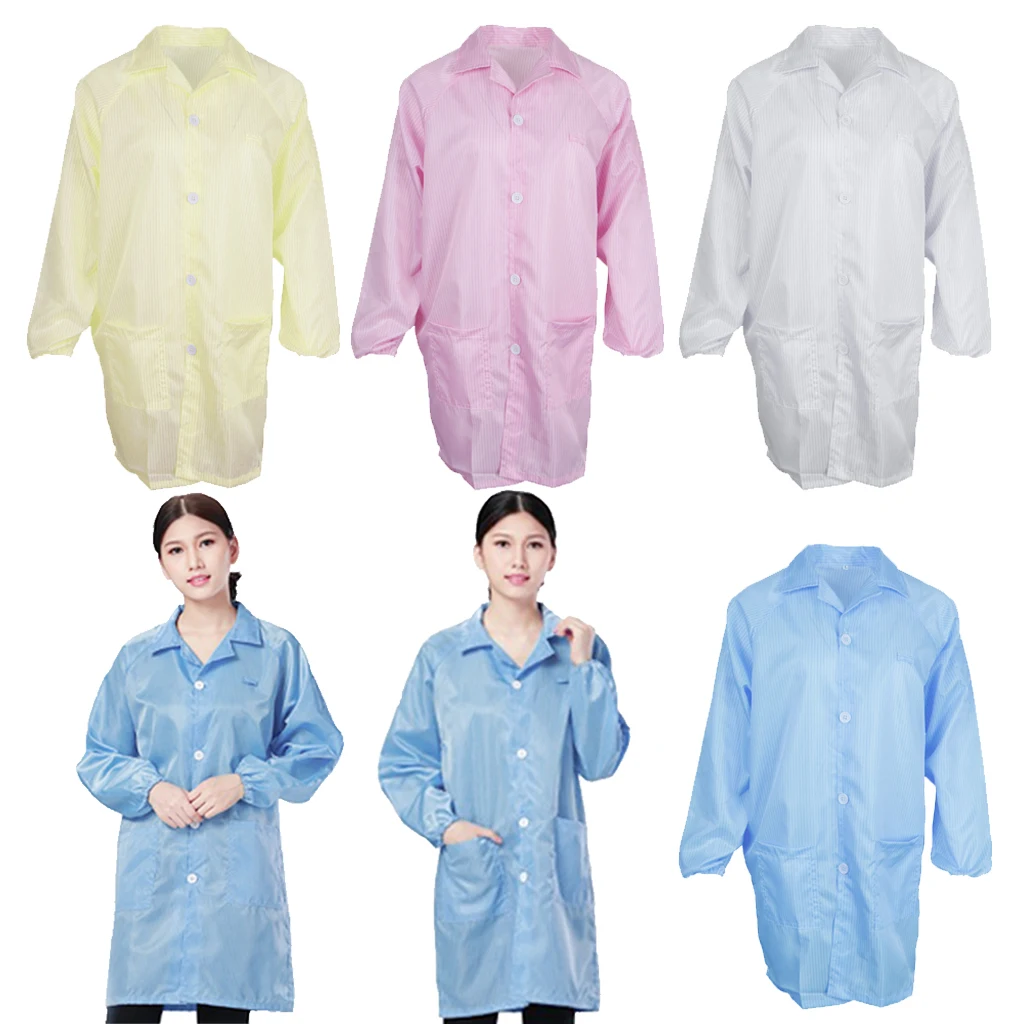 Dustproof Anti Static Lab Jacket Polyester Protective Clothing Women Uniform for Food Processing Plant