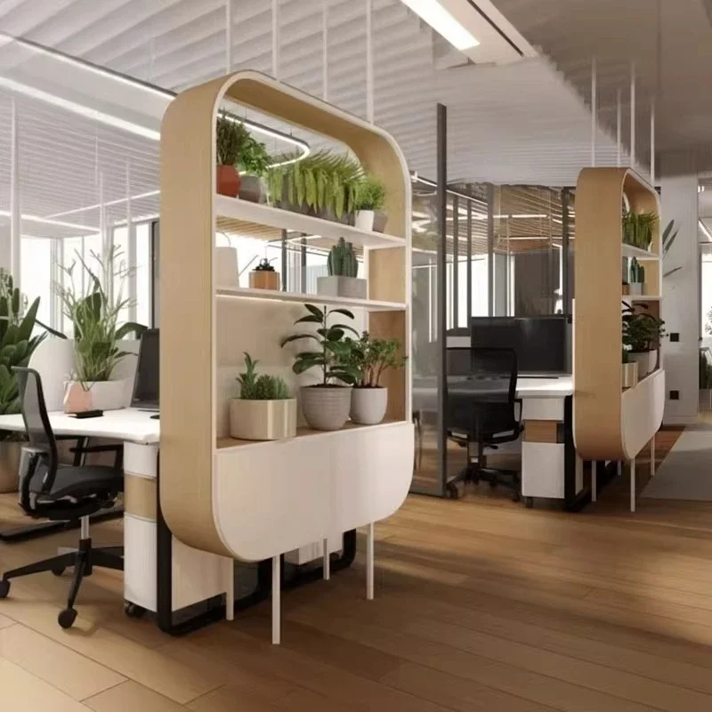 Office workstation screen partition Nordic flower trough locker light luxury green plant potted plant placement cabinet