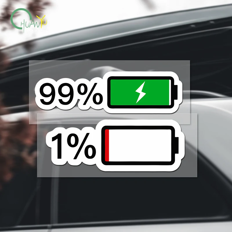 Battery Level Sticker; Personalized Creative Funny Electric Motorcycle Decoration Reflective Sticker; Car Rear Scratch Cover St
