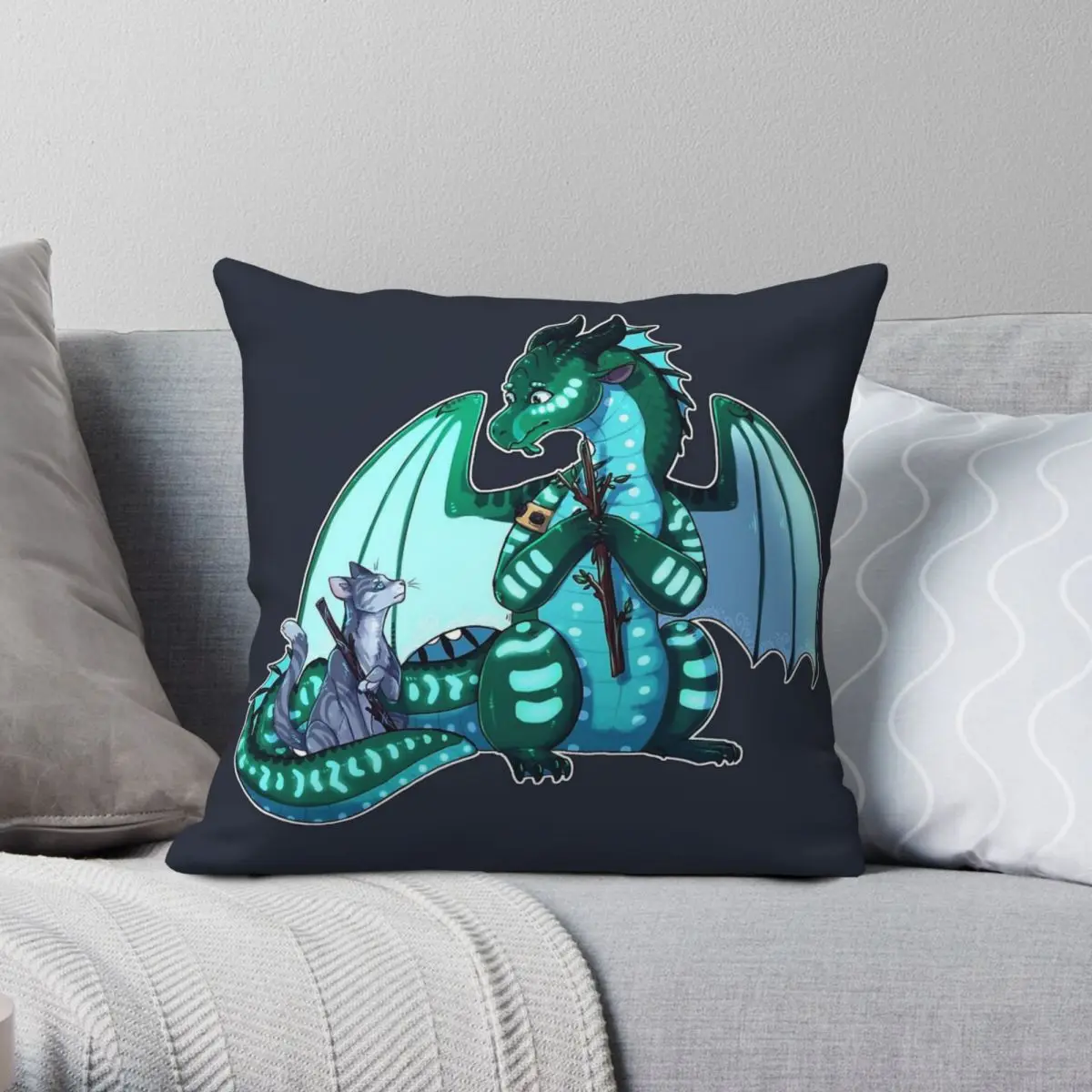 Wings Of Fire & Warriors Turtle Jayfeather Square Pillowcase Polyester Linen Velvet Creative Zip Decor Sofa Seater Cushion Cover