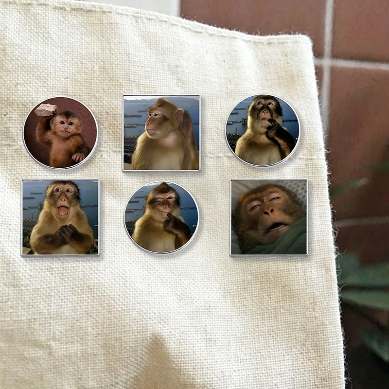 12pcs Funny Monkey Expression UV Printing Pin Collection Viral Internet Culture Accessory Brooch Bag Lapel Badge Jewelry Gift