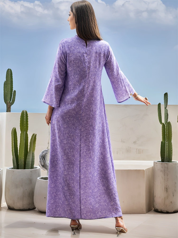 Ramadan Eid Purple Abaya Damen Dubai Luxury Kaftan Muslim Long Dress Abayas For Women Vestidos Longos Islam Robe Femme Musulmane