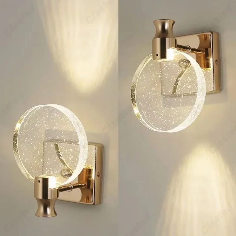 Modern Simple Crystal Bedroom Bedside Led Lights Bathroom Makeup Sconce Dining Table Wall Lamps for Room Decor Home-appliance