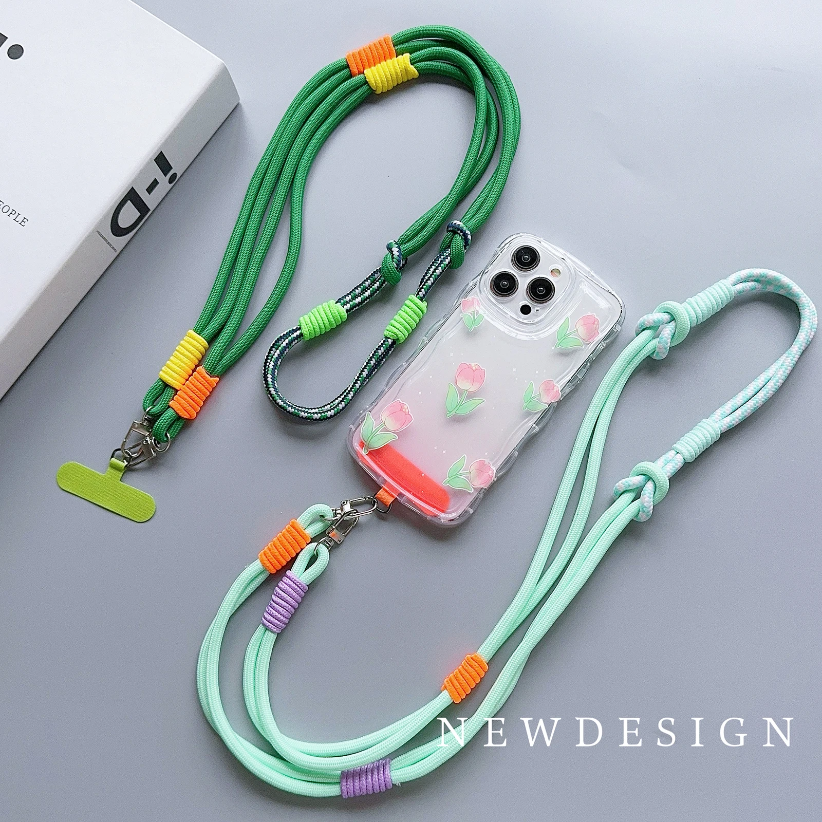 Tendencia personalizada, cordón Universal de doble Color para teléfono móvil, cuerda larga Diagonal, correa para el hombro, cuerda de seguridad de moda