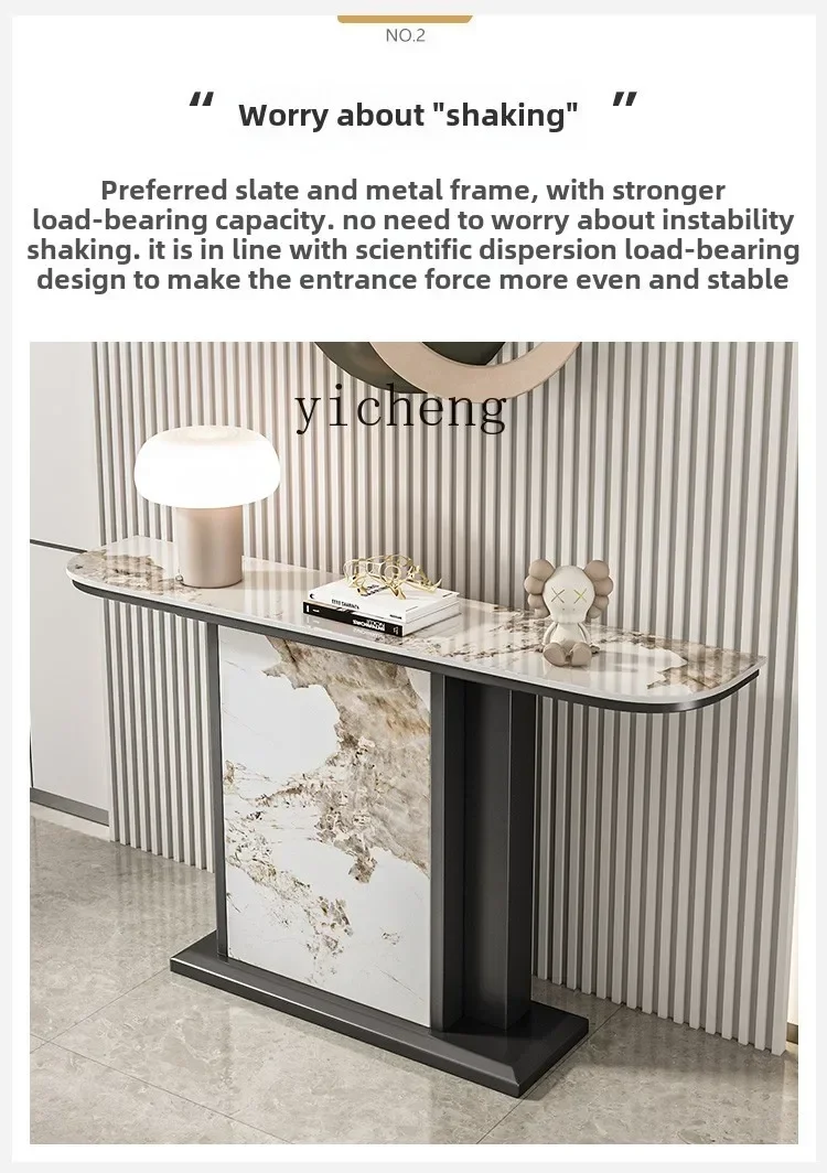 TQH-i7.7entrance table Modern simple semicircular rock slab entrance table Against the wall Entry foyer entrance cabinet