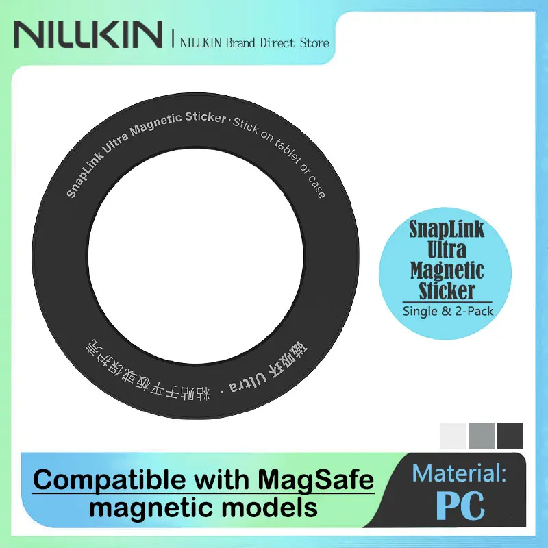 Image of NNILLKIN Magnetic Stickers for iPad Pro 12.9, MagSafe Compatible Metal Ring Stickers, Detachable Stand Holder with Enhanced Grip