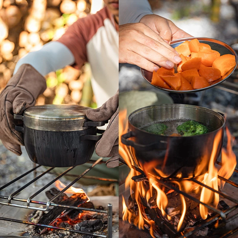 Thickened stainless steel outd - Camping Hanging Cooking Pot recension och pris