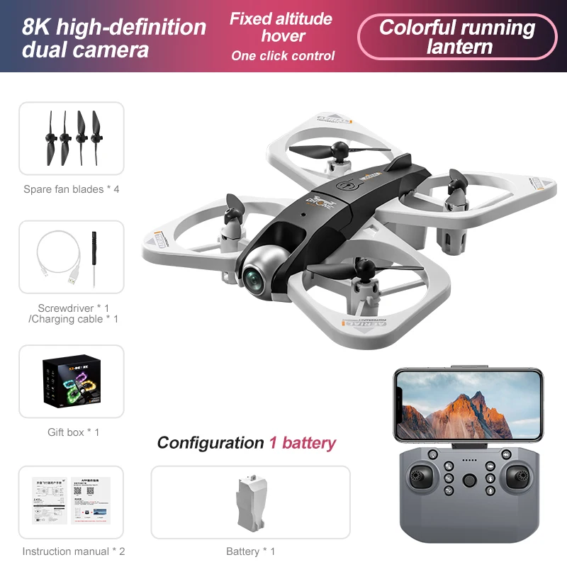 XIAOMI MIJIA S3 Drone 8k Professional HDDual Camera Aerial Photography Colorful Lighting Remote Control Aircraft Quadcopter Toy