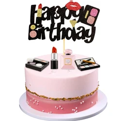 Makeup Themed Cake Toppers Resin Cosmetics Cake Decoration Lipstick Topper Perfume Bottle Birthday Party Cake Toppers for girls