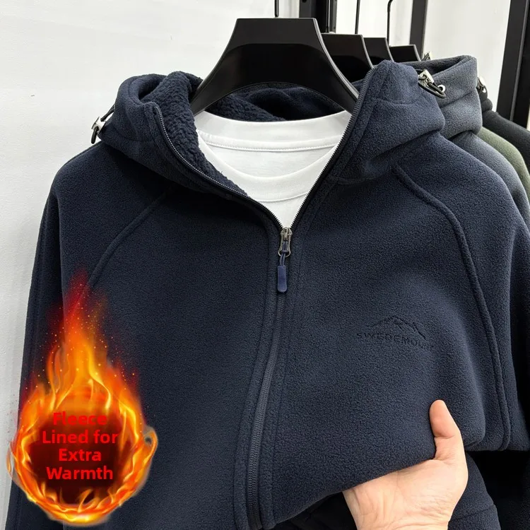 

Thiened Fce с капюшоном Мужская зимняя теплая уличная повседневная куртка на подкладке Fce Jaet ort Sle на молнии из полиэфирного волокна