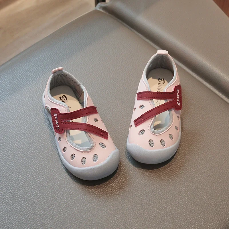 

Baby First Walkers Soft Sole Anti-Slip Shoes Closed Toe Hollow Sandals Hook and Loop Strap Breathable Summer Sneakers for Kids