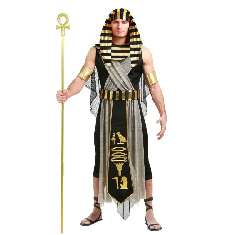 A Halloween Ancient Egypt Egyptian Pharaoh Costume for Men King Cleopatra Queen Cosplay Carnival Party Medieval Couple Party Dre