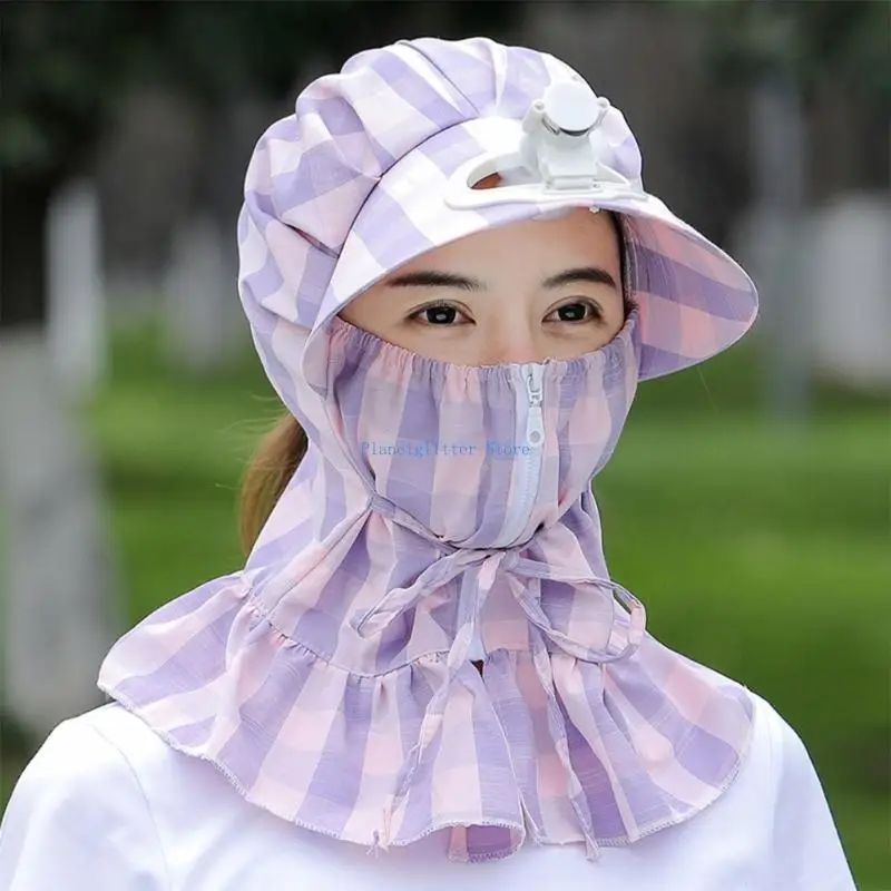 652B Multiple Color Adult Fishing Hat Sunproof Face Cover Sun Hat Neck Protector Hat Cycling Fishing Sun Hat with Cooling Fan
