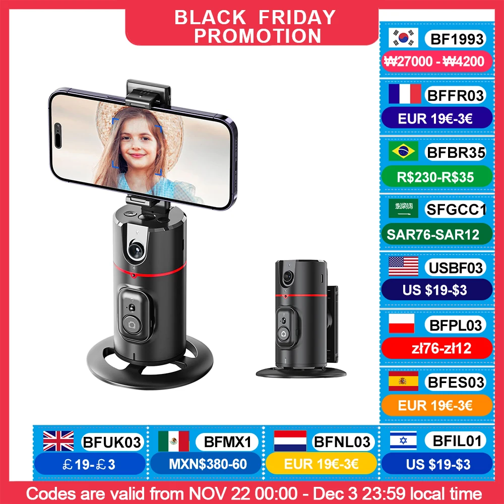 360 Graden Rotatie Auto Face Tracking Telefoonhouder Stand Opvouwbare Gebaar Bediening Voor Mobiele Smartphone Vlog Live Streaming