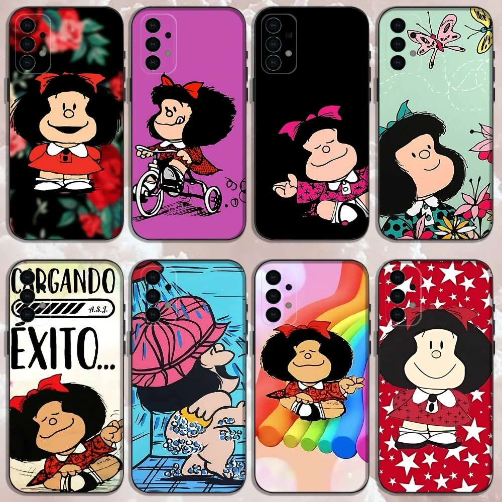 

Mafalda Cartoon Phone Case For Samsung Galaxy A13,A21s,A22,A31,A32,A52,A53,A71,A80,Soft Black Shell