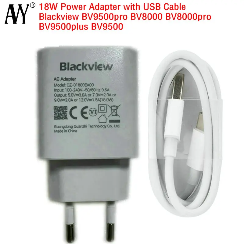Power Adapter for Original Blackview BV9500 Pro BV8000 Pro BV9500 Plus EU Travel Charger 18W Plug USB Type C Cable