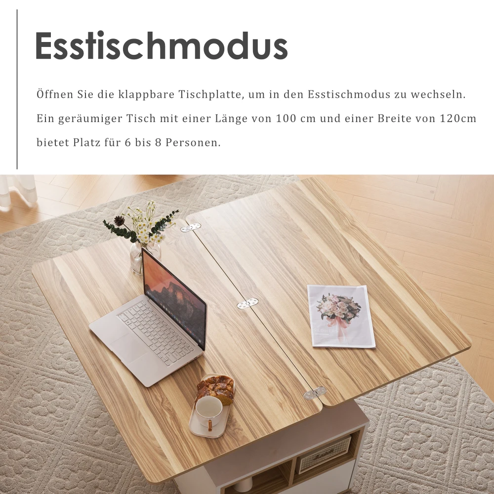 Moderner Couch-Couchtisch mit Dual-Lift-Mechanismus, versteckter Stauraum, Tragfähigkeit bis zu 50 kg, ideal für kleine Räume – Detail 13