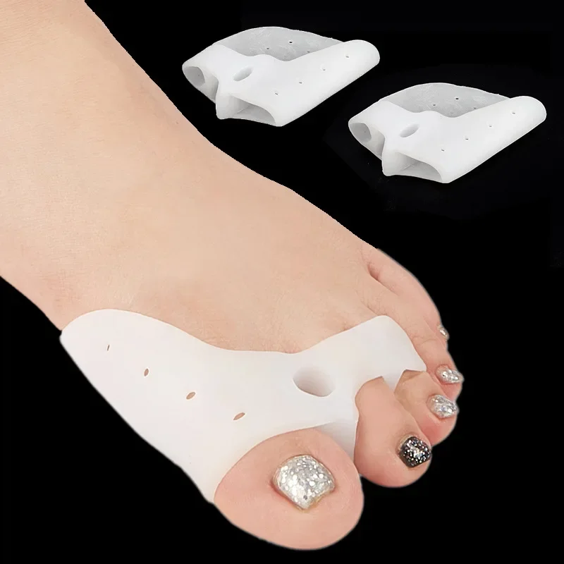 Pemisah Jari Kaki Silikon Unisex, Bernapas, Penyangga Hallux Valgus, Alat Perawatan Kaki untuk Jari Kaki Lebih Lurus - 1 Pasang