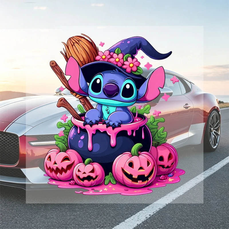 Car Stickers Stylish Bold Cute Halloween Witch Pumpkin Vinyl Decal Waterproof Die Cut for Fuel Door Auto Decor
