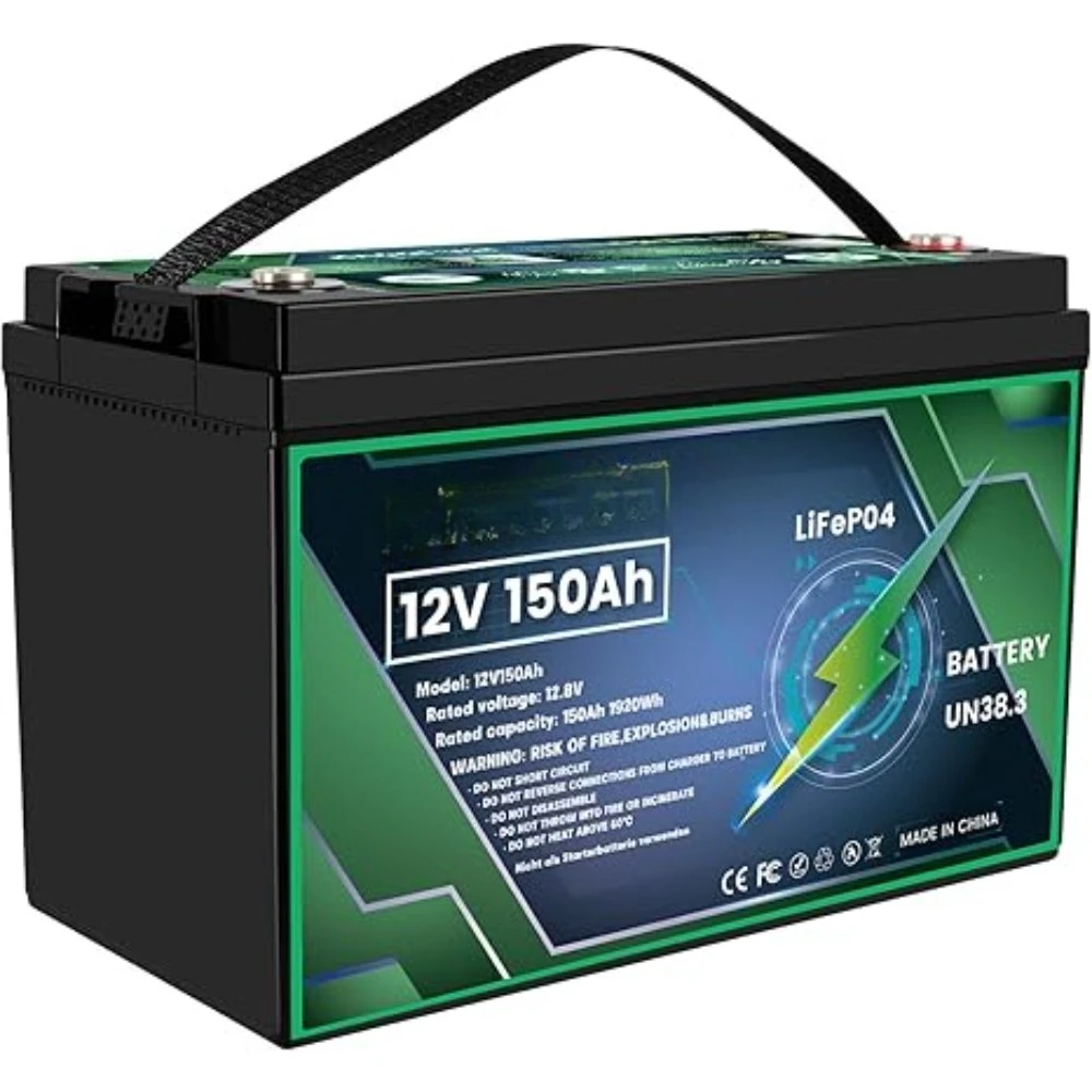 

12V 150Ah LiFePO4 Battery 12V Lithium Batteries Built-in 100A BMS 1920W Power Trolling Motor Battery 4000+ Deep Cycle Lithium