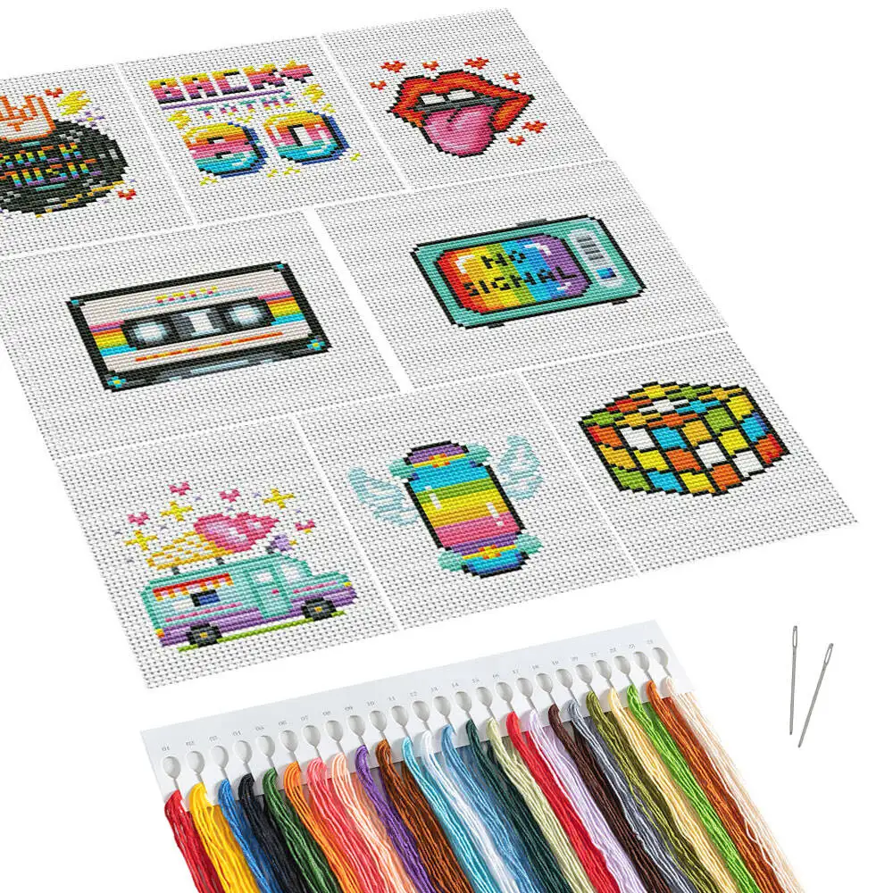 8 stücke Neue Kollektion Kreuz Stich Set Cartoon 11CT Gedruckt Leinwand Stickerei Zauberwürfel Hand Hause Dekoration