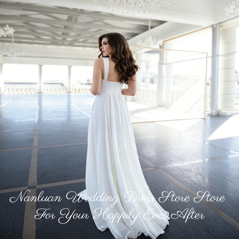 2026 Styles Simple Cowl Neck Chiffon A Line Wedding Dress Satin Top Vestidos de Novia Customized