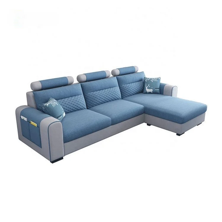 Fabric sofa small apartment simple modern living room removable and washable corner three seat fabric sofa