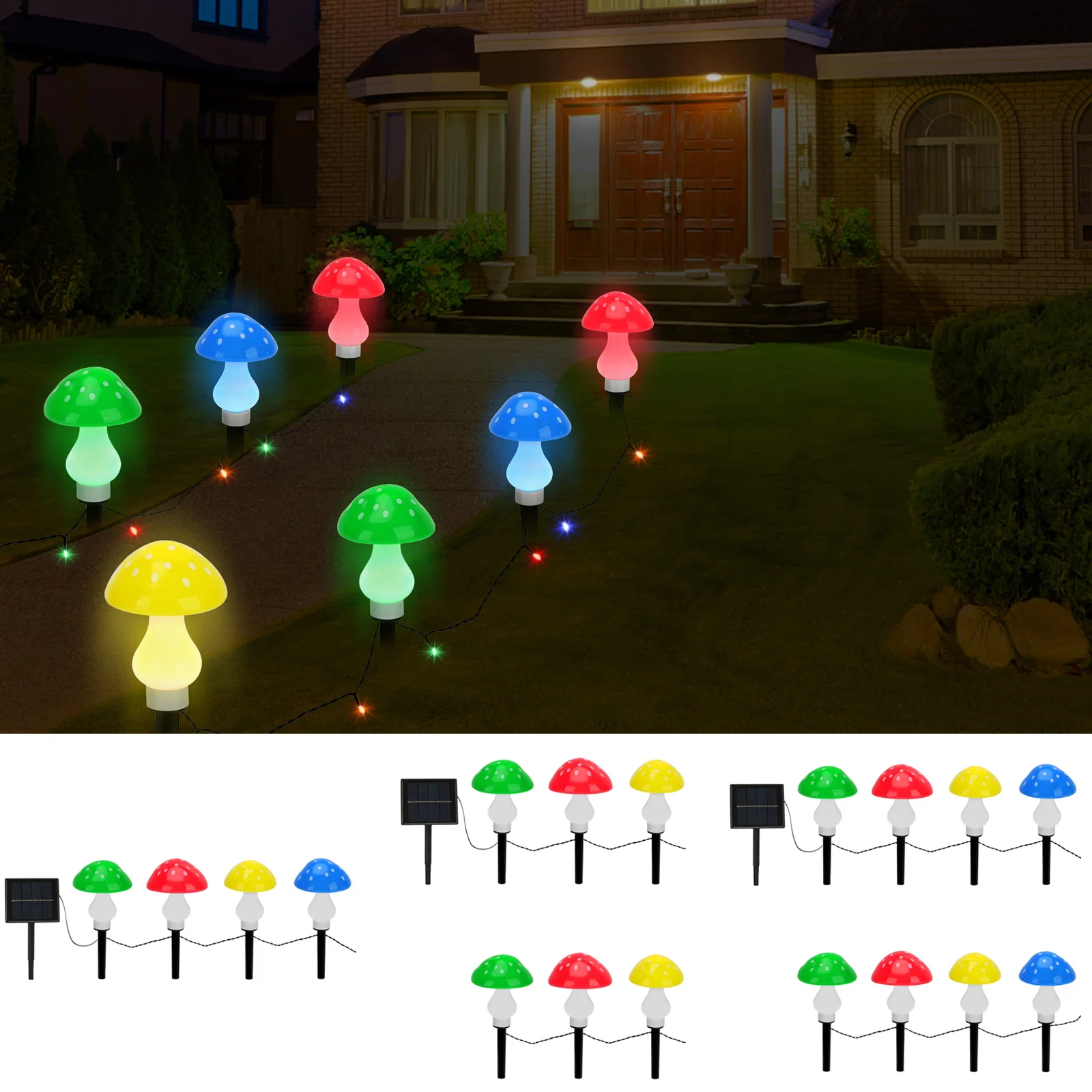 1 Drag 4/6/8 Mushroom Garden Lights IP65 Solar Mushroom Landscape Light Lighting Ornaments Home Decor for Garden Courtyard Lawn