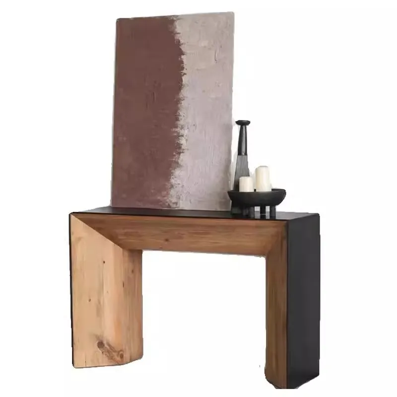 طاولة مدخل من الخشب الصلب القديم، خزانة مدخل الرياح وابي سابي، خشب الصنوبر يعتمد على