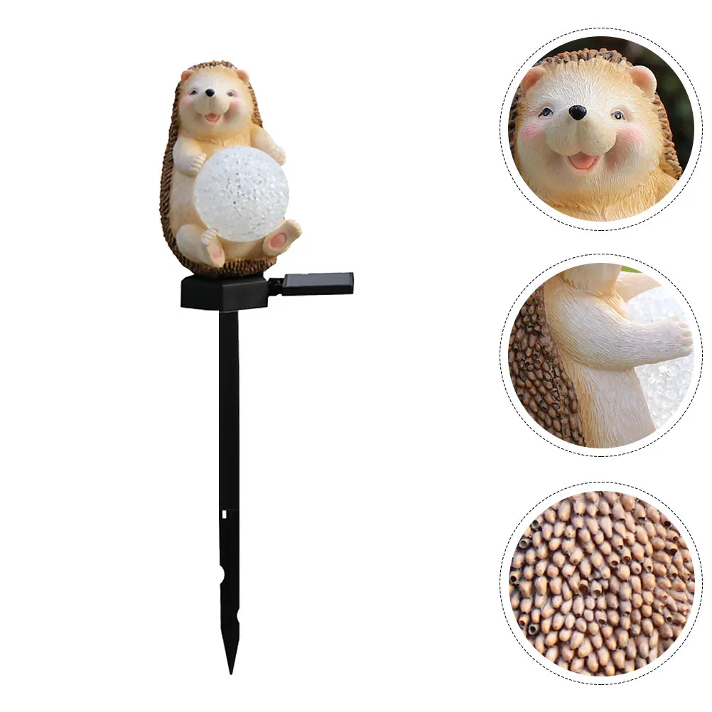 1Pcs Solar Powered Hedgehog Lamp Garden Ground Light Creative Resin Ornament for Yard Patio Lawn Decoration Eco Friendly Safe No