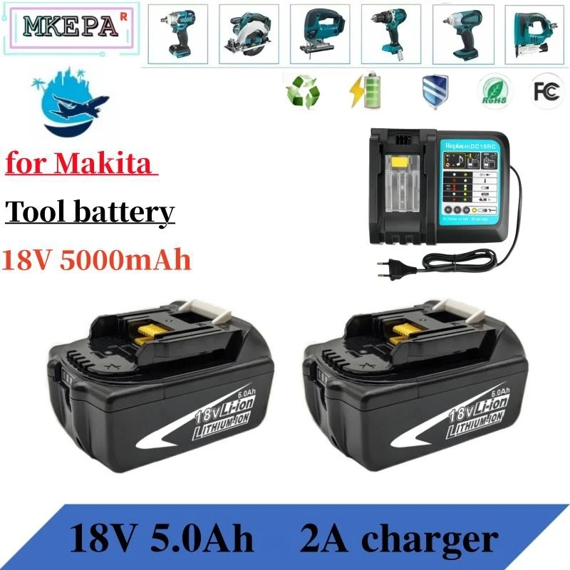 

100% оригинальная батарея Makita 5Ah для Makita 18 В BL1830B BL1850B BL1850 BL1840 BL1860 BL1815, сменная литиевая батарея