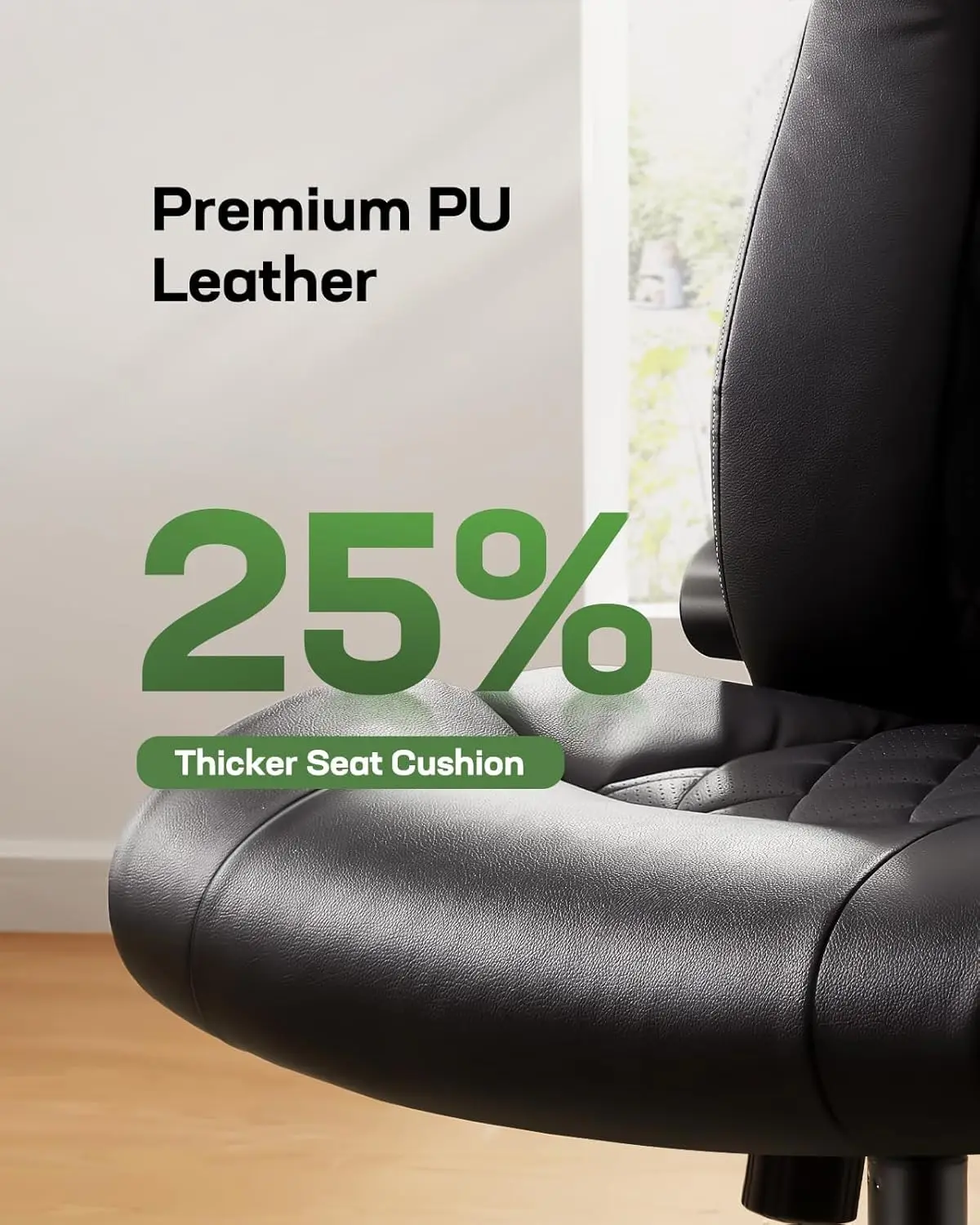 كرسي مكتب تنفيذي مع مساند للذراعين قابلة للطي، كرسي مكتب مريح من جلد البولي يوريثان، كرسي مكتب كمبيوتر دوار قابل للتعديل #3