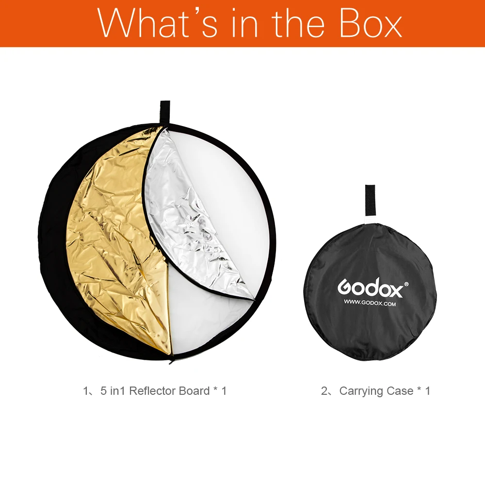 Godox 60cm 24" 5 in 1  Photography Reflector Board Collapsible for Studio Photography Reflector
