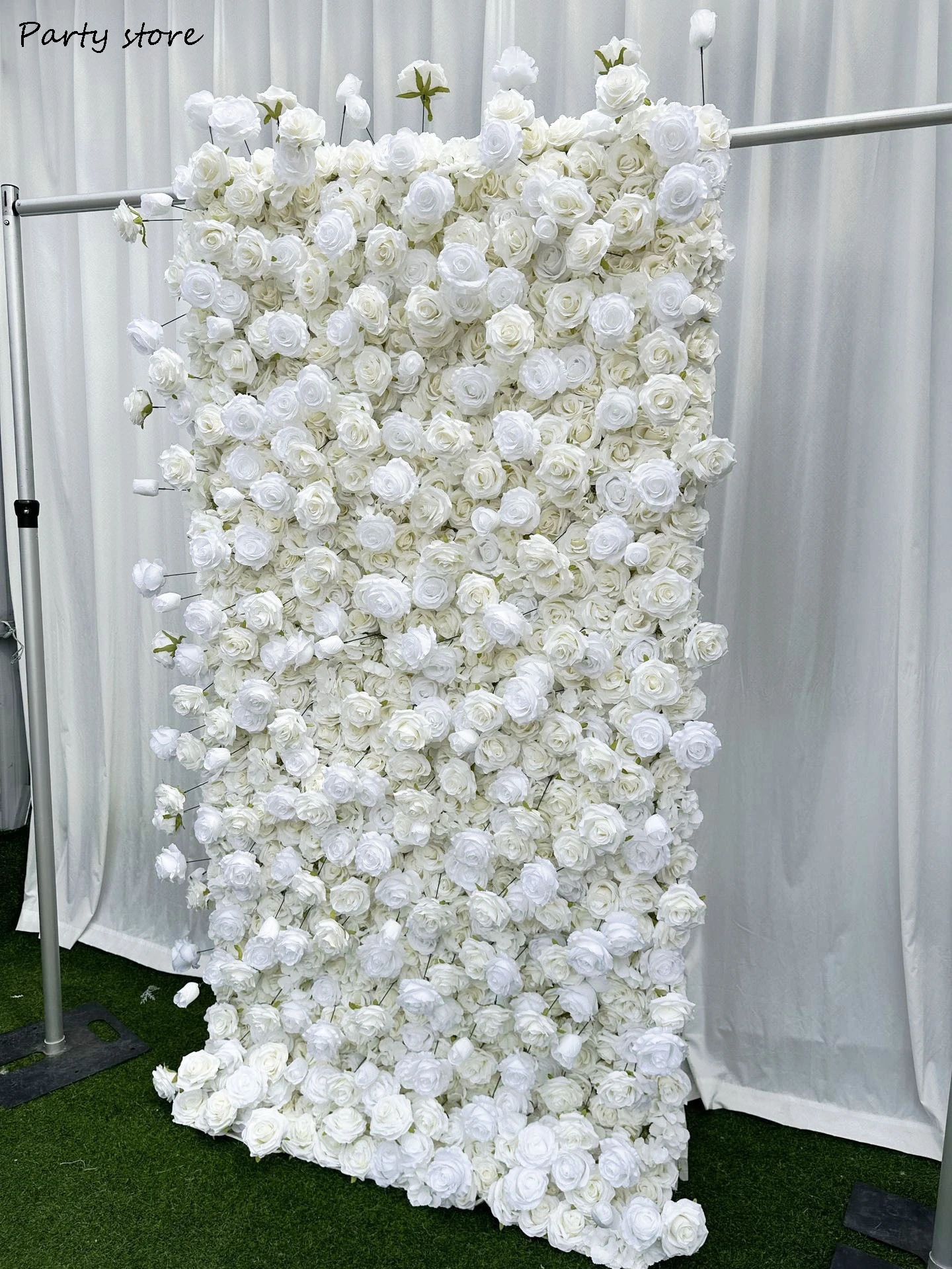 5D الأبيض زهرة اصطناعية جدار الزفاف ارتفع خلفية النسيج الأزهار النباتات الخضراء جدار نافذة عرض الحدث حزب الدعائم زهرة صف #5