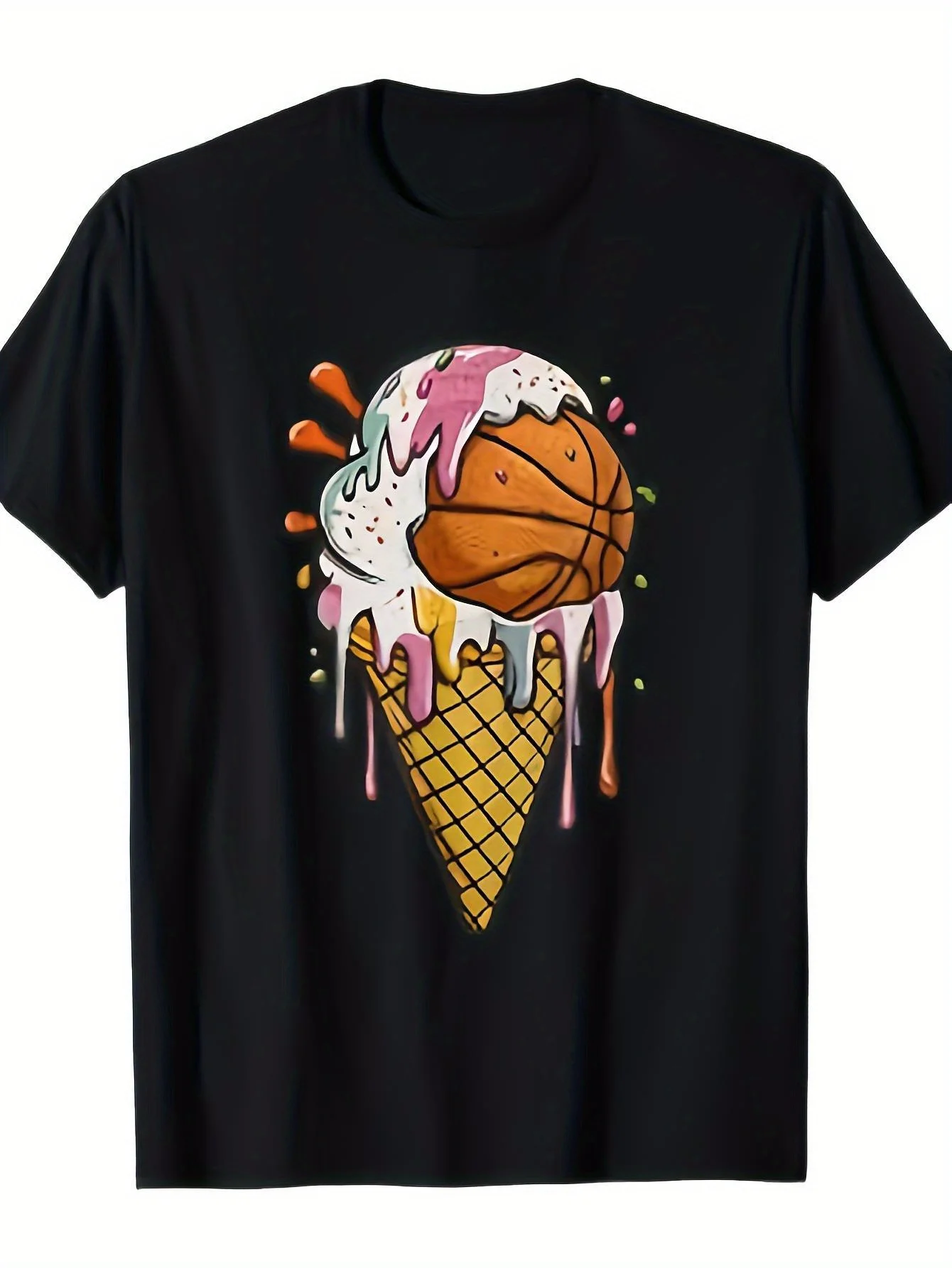 

Баскетбольная футболка с рисунком мороженого, мужская повседневная хлопковая футболка с коротким рукавом, летняя поездка
