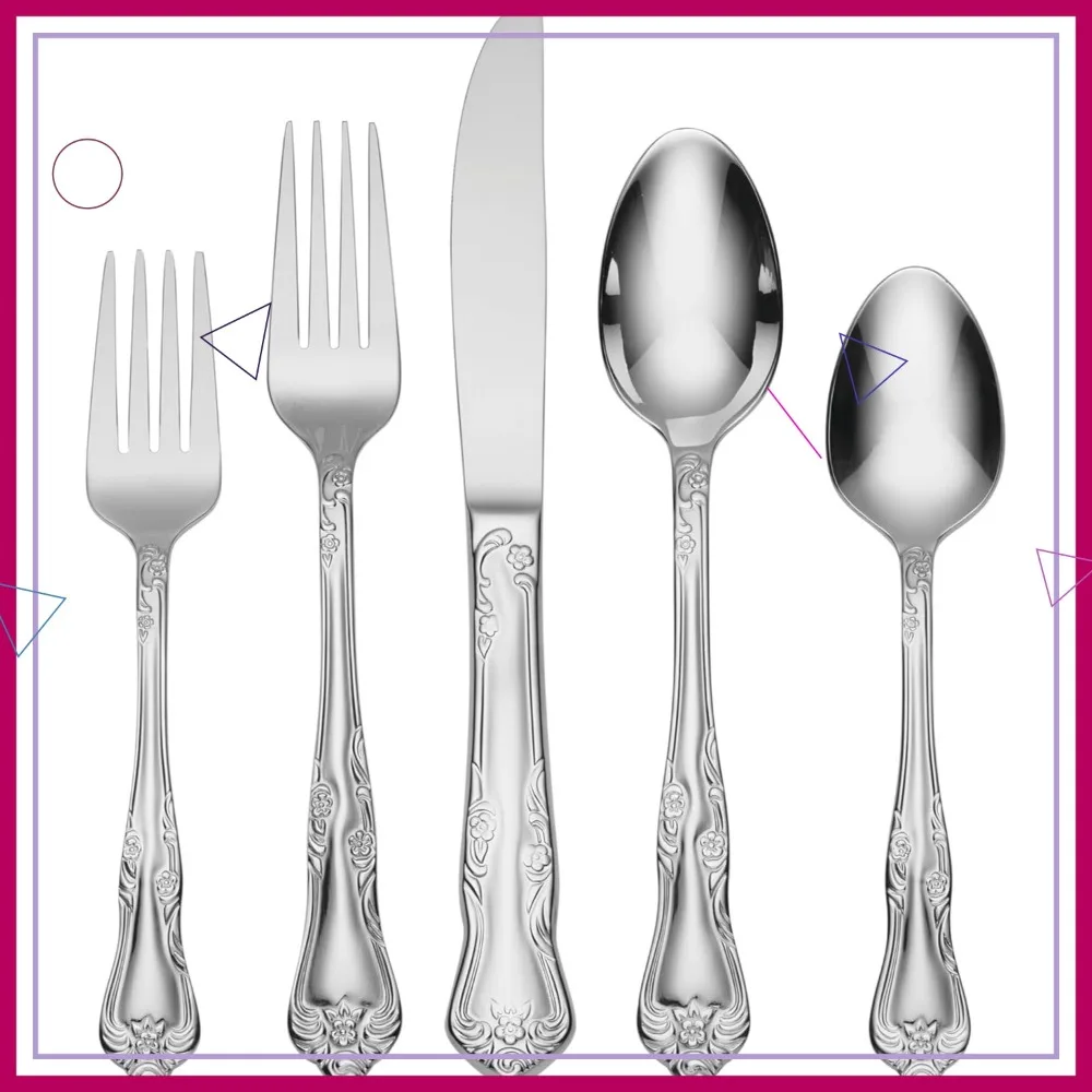 

Набор столовых приборов из нержавеющей стали на 45 предметов, на 8 персон, прочные и элегантные столовые приборы