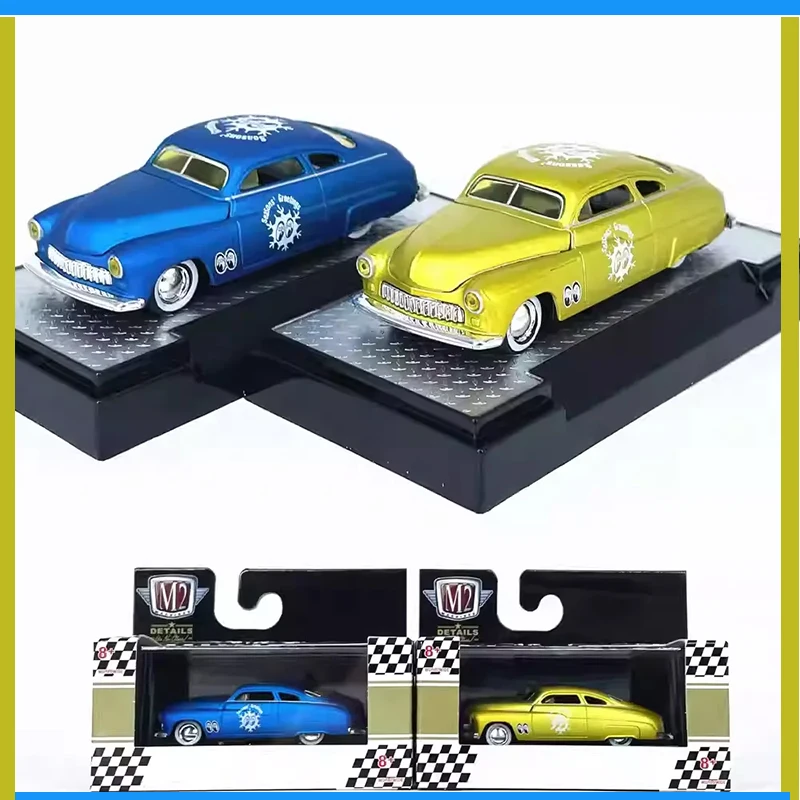 

1:64 M2 Machine 1987, сине-желтая серия, имитация модели автомобиля из сплава, коллекция орнаментов, экспонирование, подарок для детей