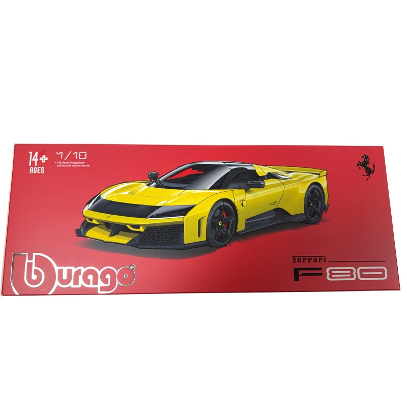 Metallic red 、yellow/red box1:18 In Stock Bburago Ferrari F80 Full Open Model Simulation Alloy Miniature Die-Casting Model