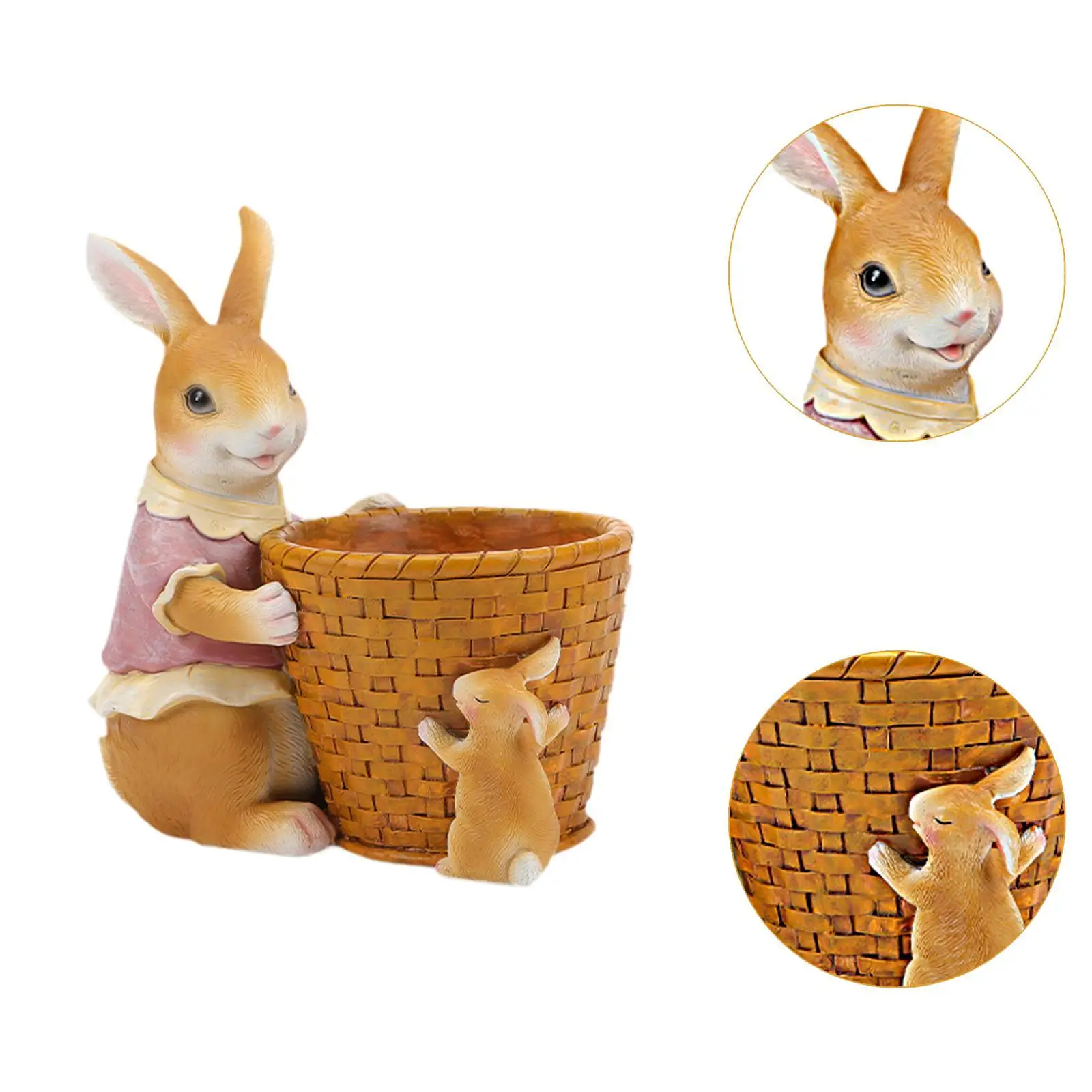 وعاء النبات وعاء الزهور حاوية الديكور أرنب الراتنج مع وعاء زراعة السلة