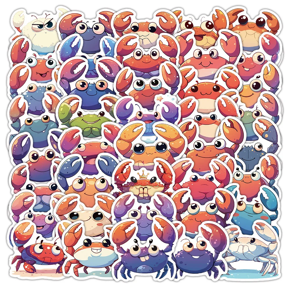 

10/30/63PCS Cartoon Marine Animal Crab Sticker Cute Funny Doodle Waterproof Decoration Refrigerator Pencil Box Scrapbook Decal