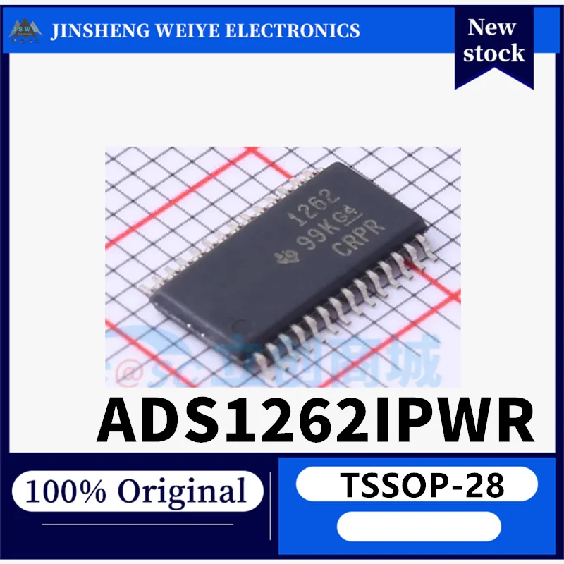 (2/10 pieces) ADS1262IPWR ADS1262IPW, silkscreened 1262, TSSOP-28, analog-to-digital converter chip, brand new, original,