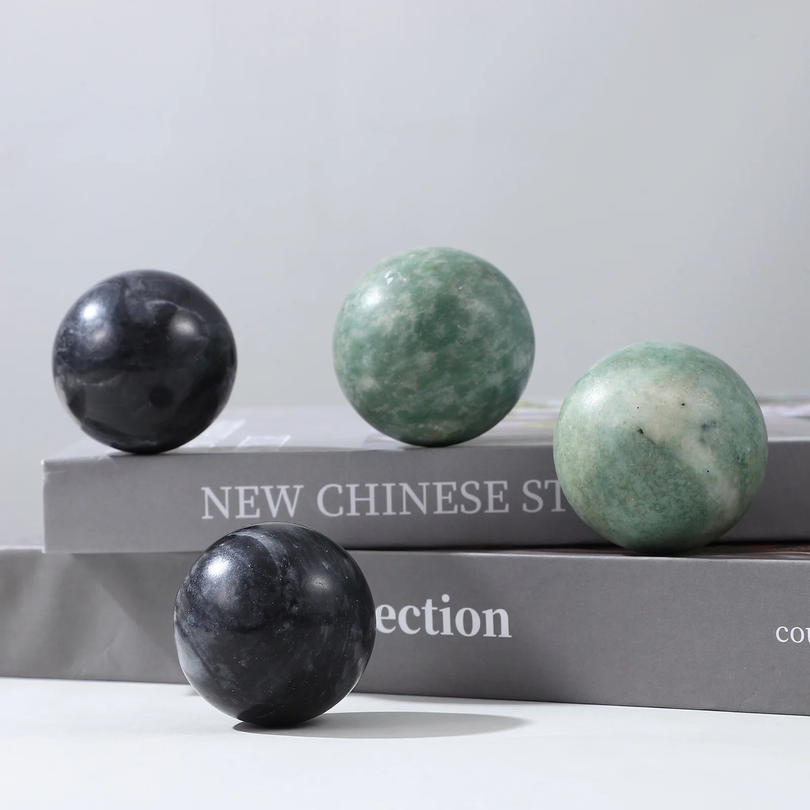 2 Sets Marble Handballs Hand Exercise Massage Balls Round Hand Rolling Balls Baoding