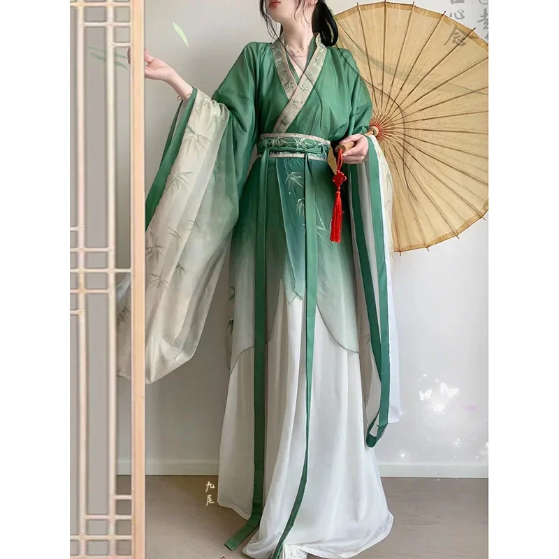 

s;3'c\5/b'Chinese Hanfu Dress Women Carnival Cosplay Costume Party Outfit Ancient Traditional Vintage Summer Green&Whi3'f,6\b;8/