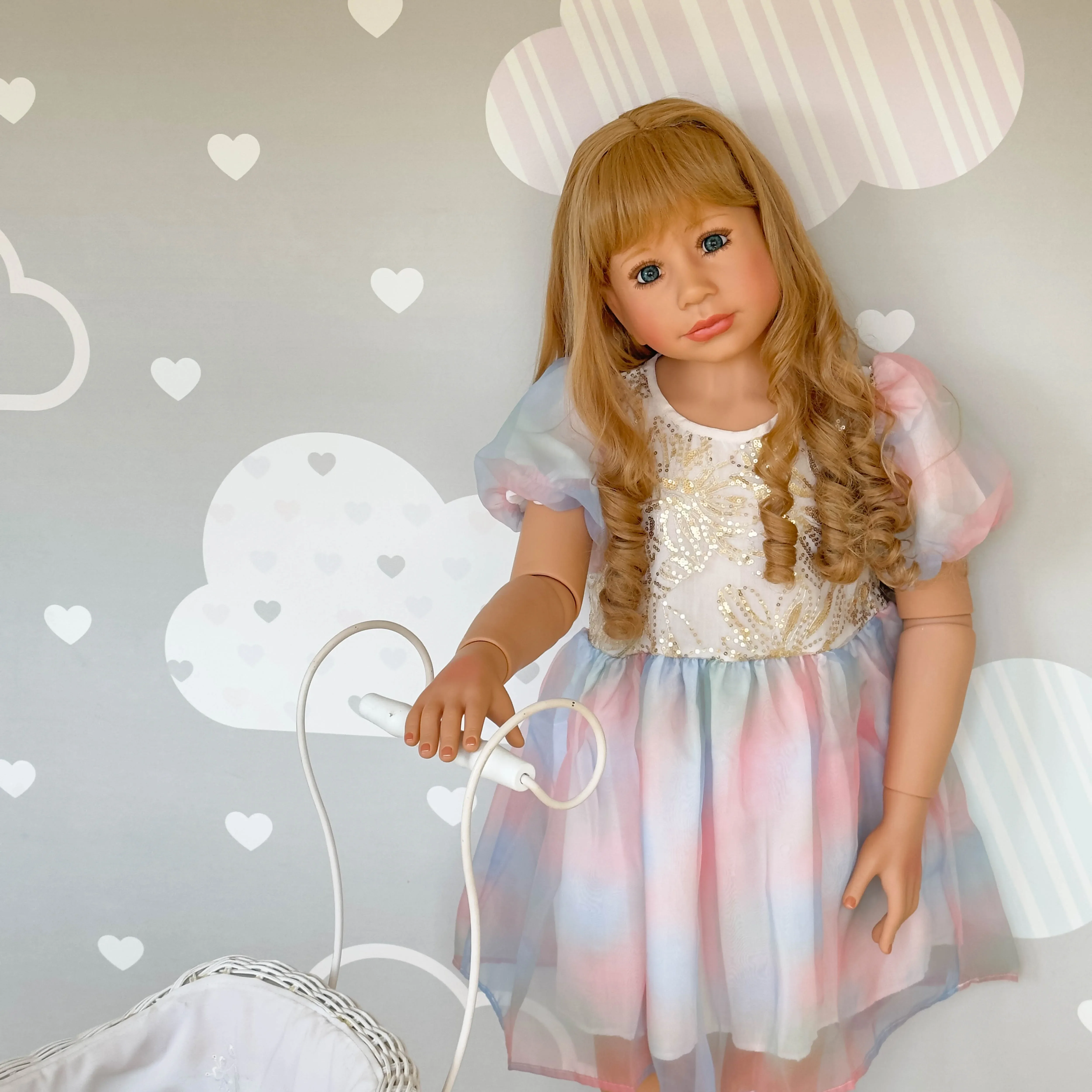 SINO-BB 47inch Original Reborn Masterpiece Doll Ball Jointed full body toddler baby girl princess 5-6years old baby dress model