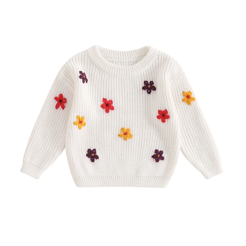 

Baby Girl Sweater Long Sleeve Crew Neck Flower Winter Warm Knit Pullover Sweater Infant Clothes