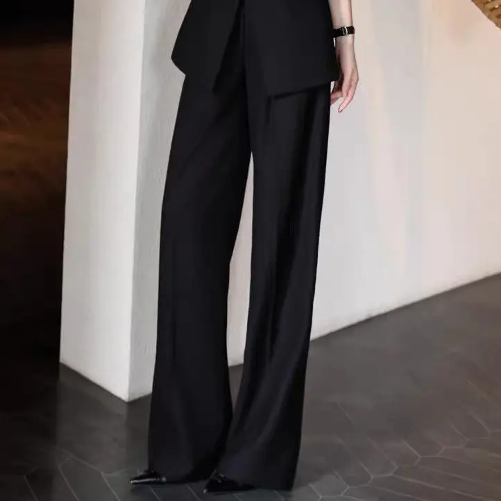 Spring New Style Versatile Slimming V-Neck Suit Wide Leg Pants Floral Design Set Breathable Polyester Fabric Button Closure
