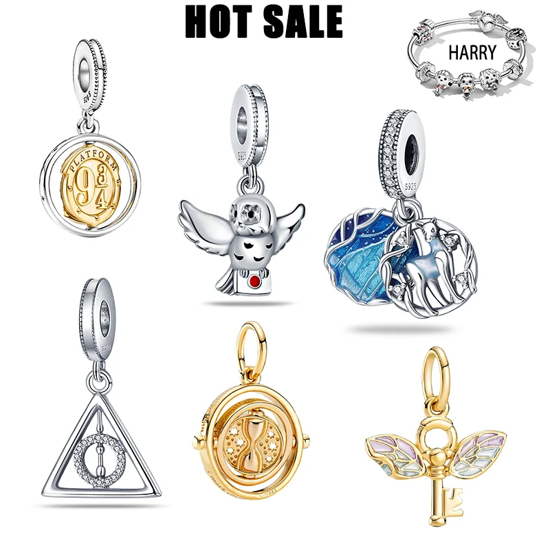 HOT TOYS marca serie Harry Potter cuentas de encanto adecuado para pulsera pandora Original 925 colgante de cuentas de dibujos animados de plata regalo