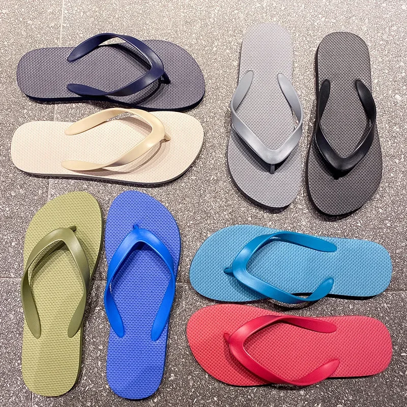 Comfortable Solid Color Non Slip Wearable Soft Slippers Men\'s Beach Shoes 2024 Summer Flat Heels Casual Flip Flops for Man